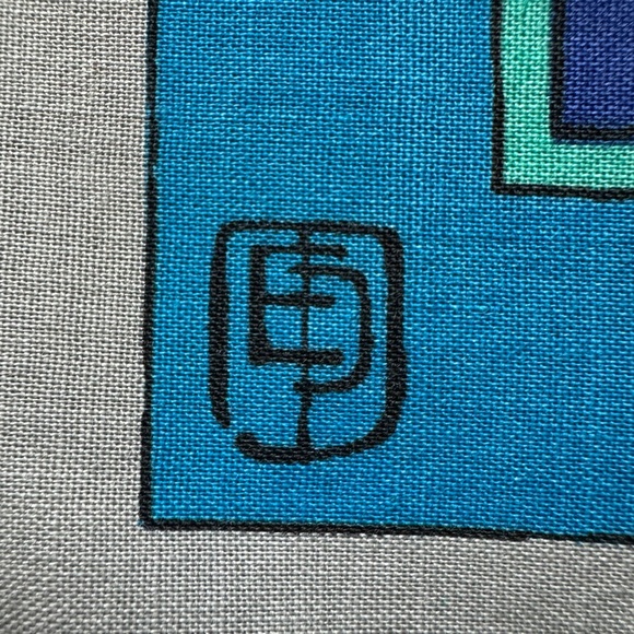 Vintage Emilio Pucci Blue Mod Mid Century Round Tablecloth & 3 Napkins Set Rare - Picture 9 of 14